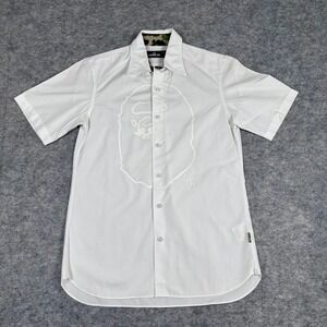 Mr. Bathing Ape Button Up Shirt White Tonal Ape Head Camo Collar Mens Small